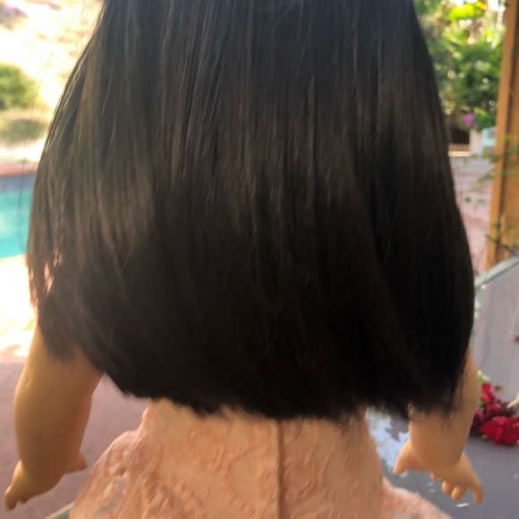 American Girl Doll with peach lace dress  and sandals - Picture 5 of 9